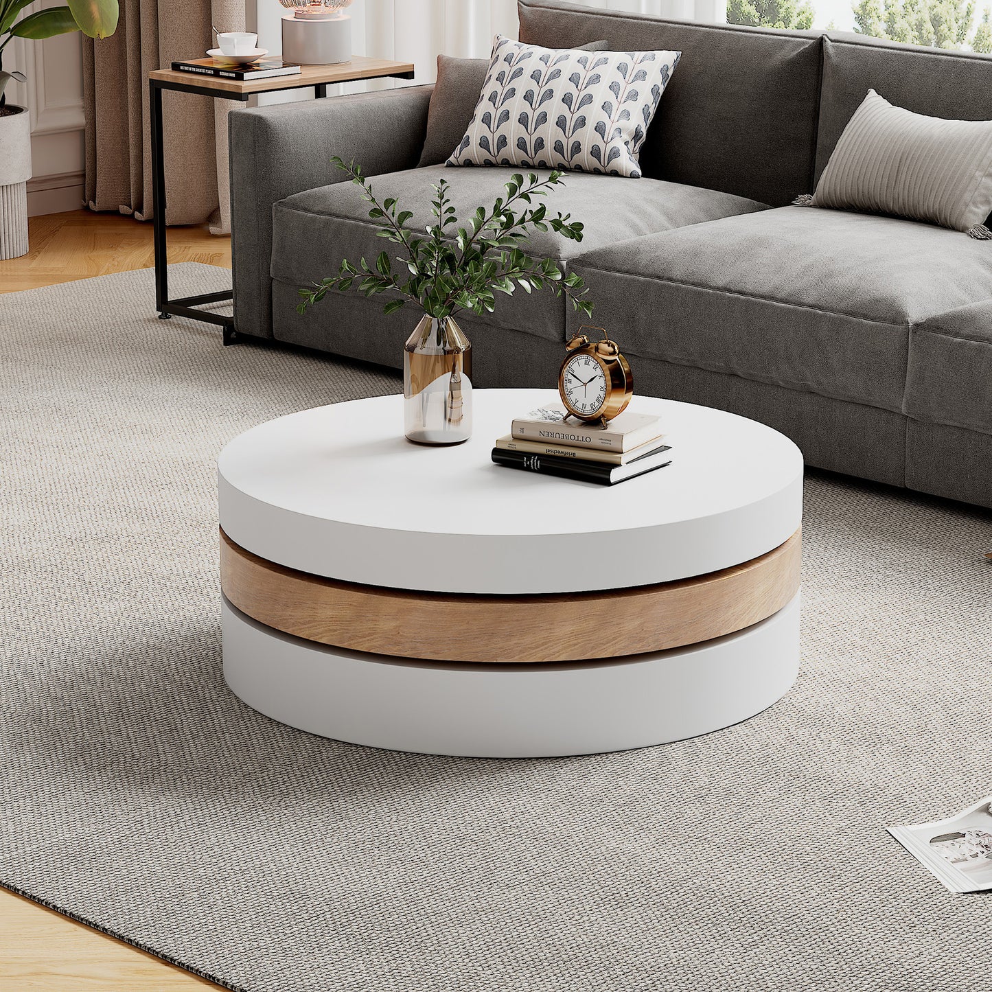 3 Layer Round Rotating Coffee Table