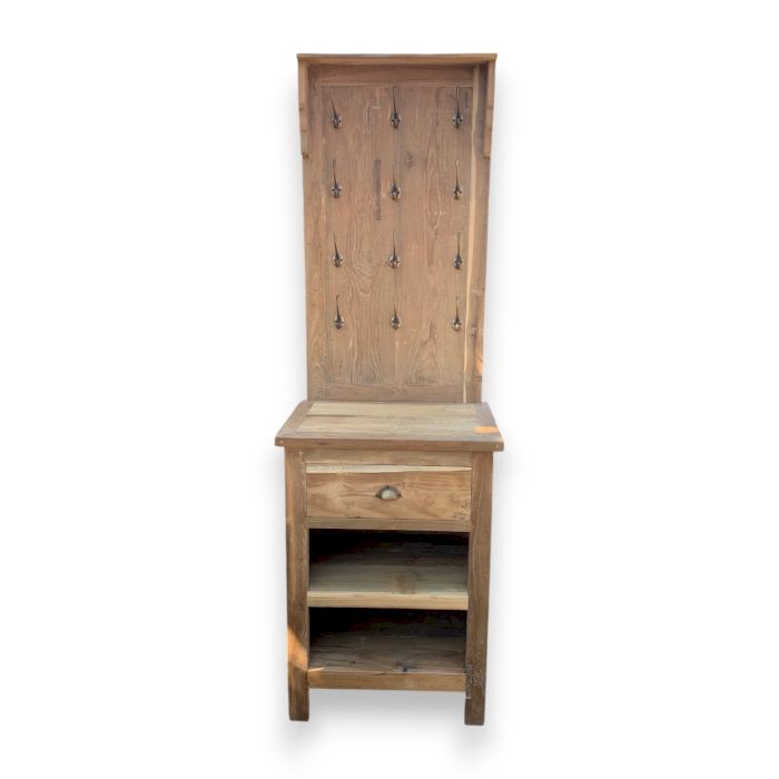 Reclaimed Timber Hall Stand with Hooks & Storage