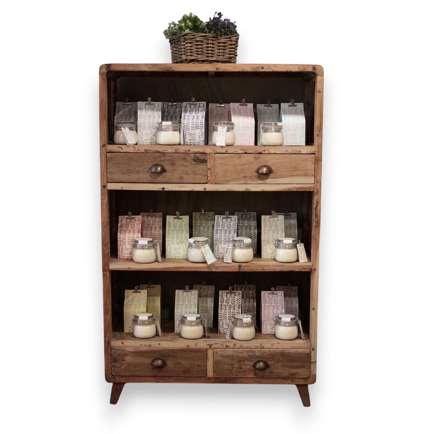Reclaimed Timber Shelving Cabinet with Drawers