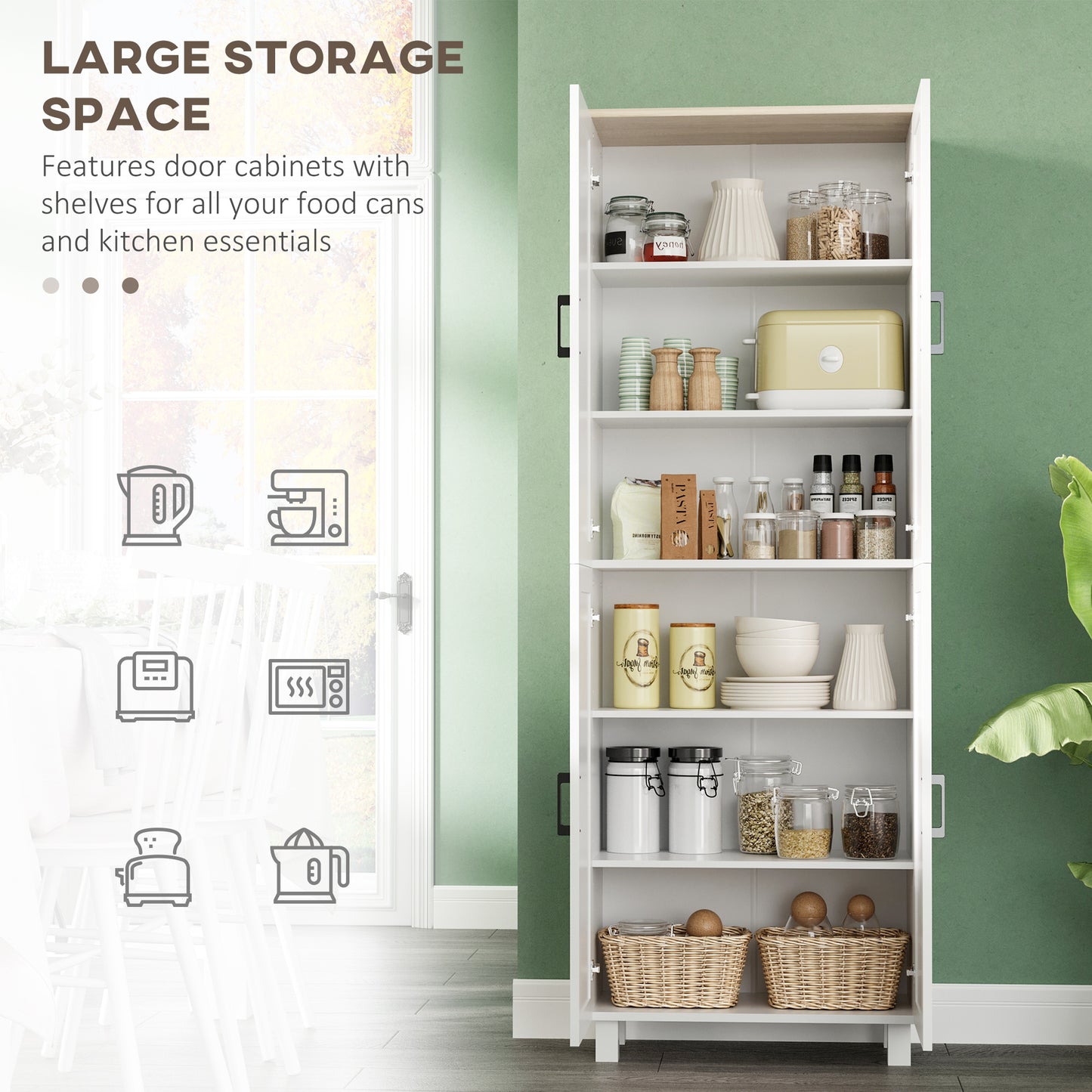 Freestanding Kitchen Cupboard With Adjustable Shelves