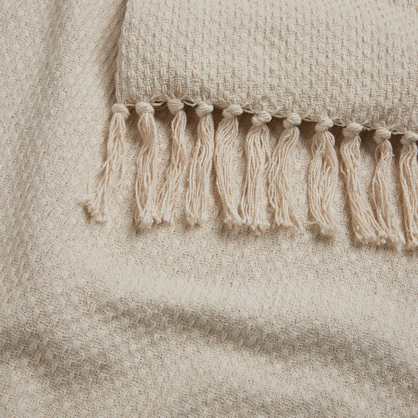 Aberdifi Woven Coastal Throw – Cream Recycled Cotton 130 x 180cm