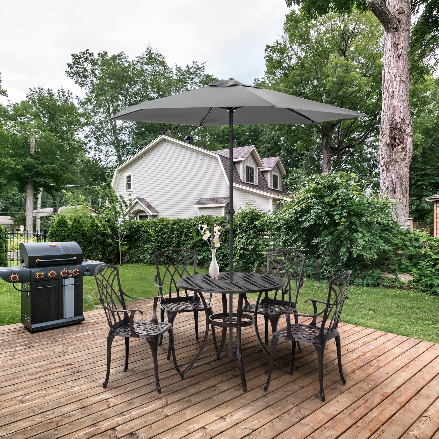 5 Piece Cast Aluminium Garden Dining Set For 4