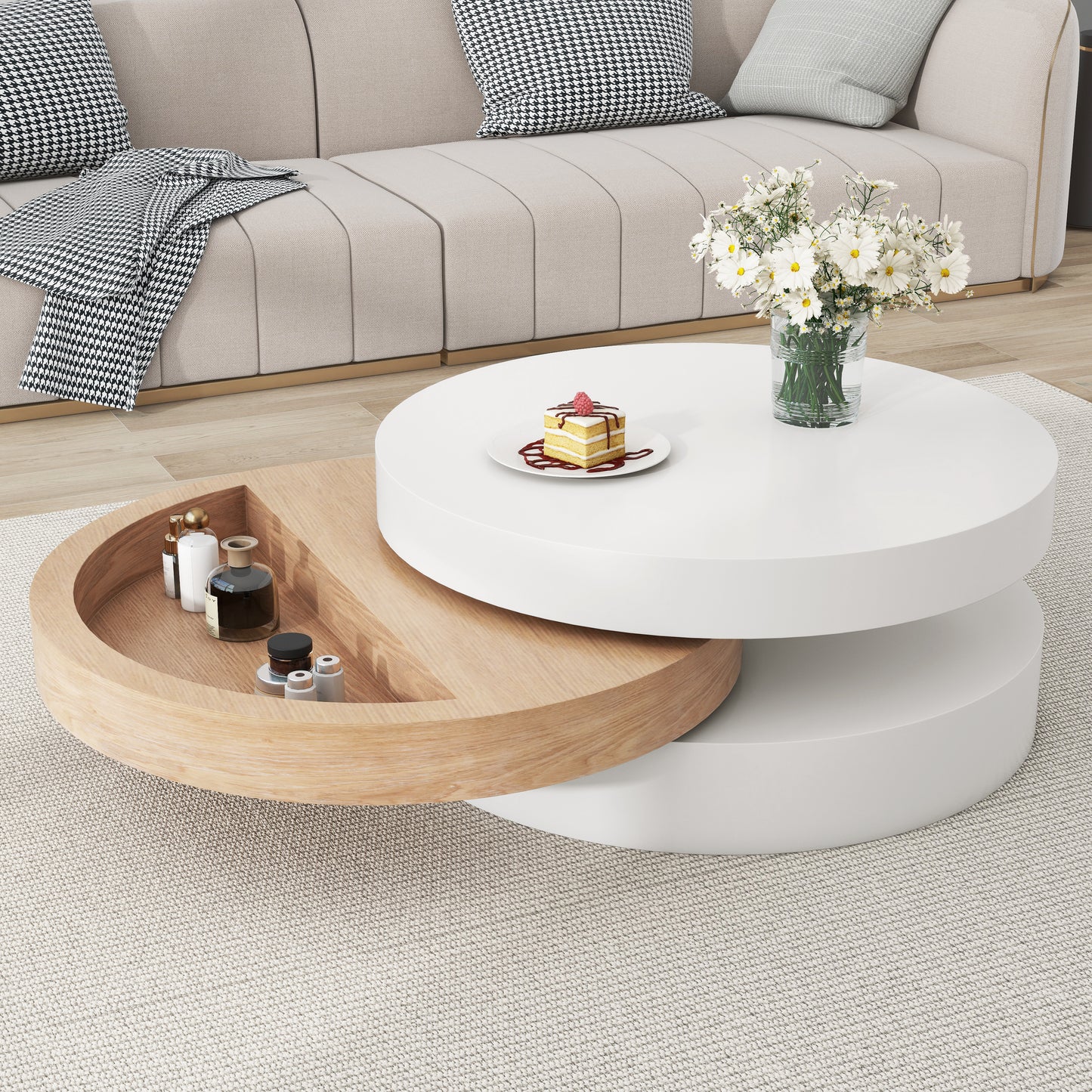 3 Layer Round Rotating Coffee Table