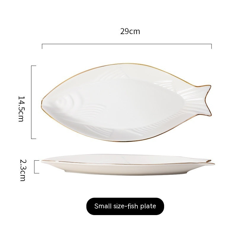 Gilt Edging Porcelain Fish-shaped Plate