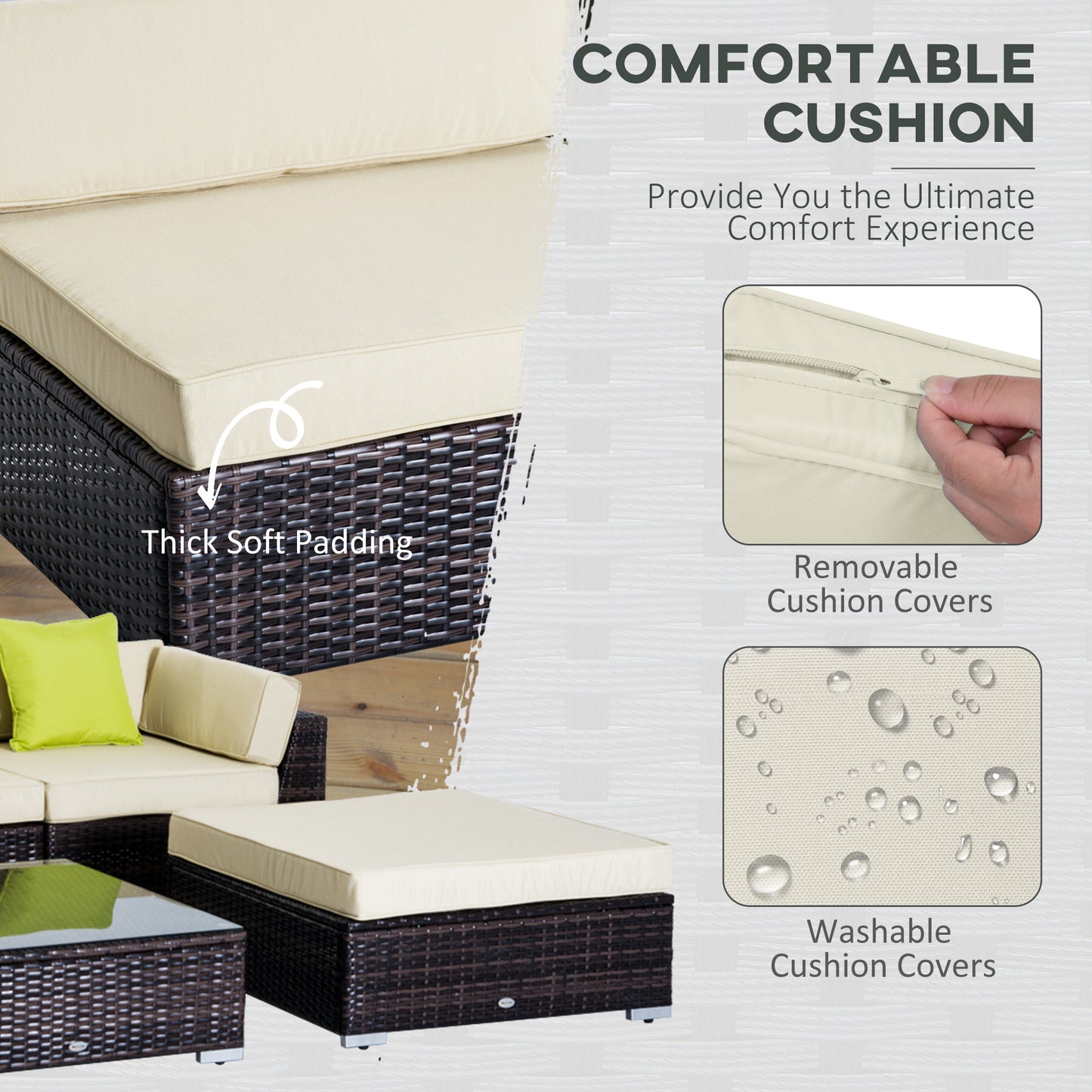 6 Piece Rattan Sofa & Coffee Table Set