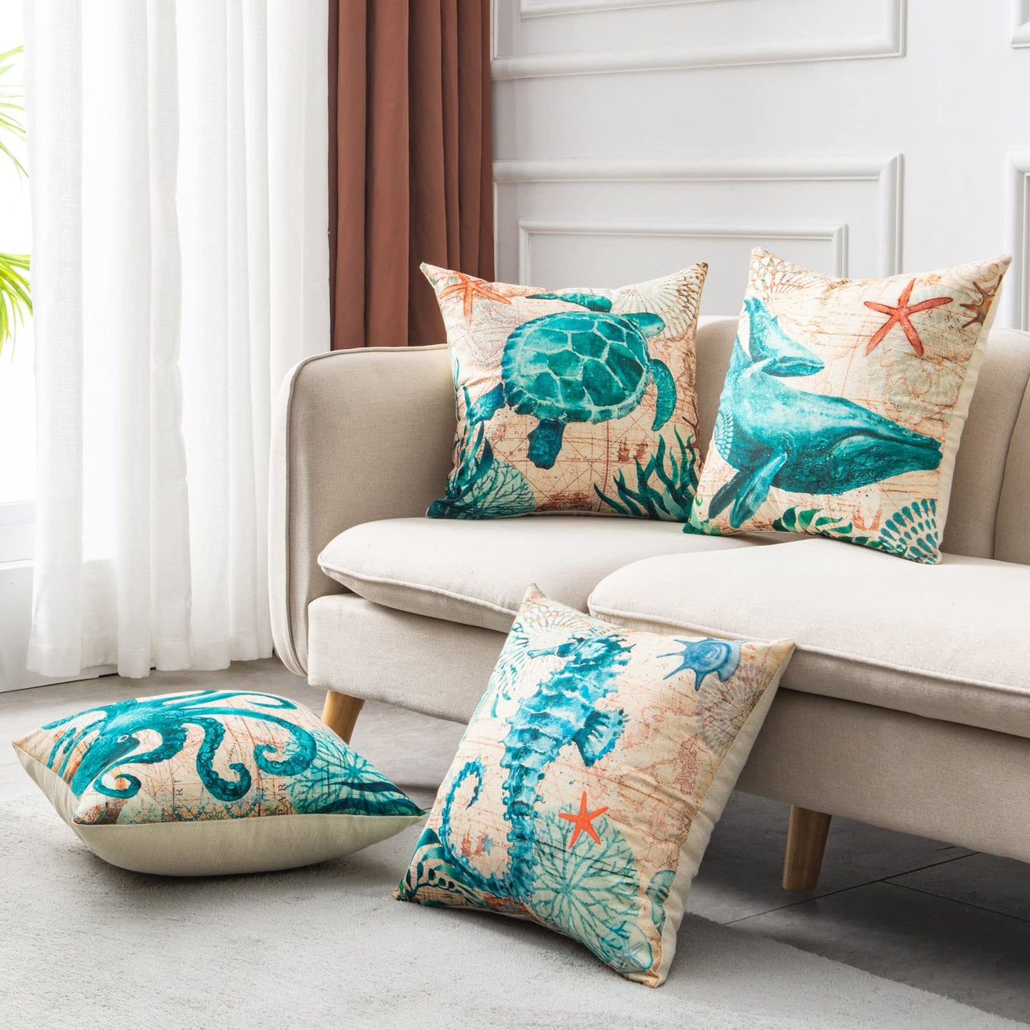 Sea-Inspired Printed Cushion Covers