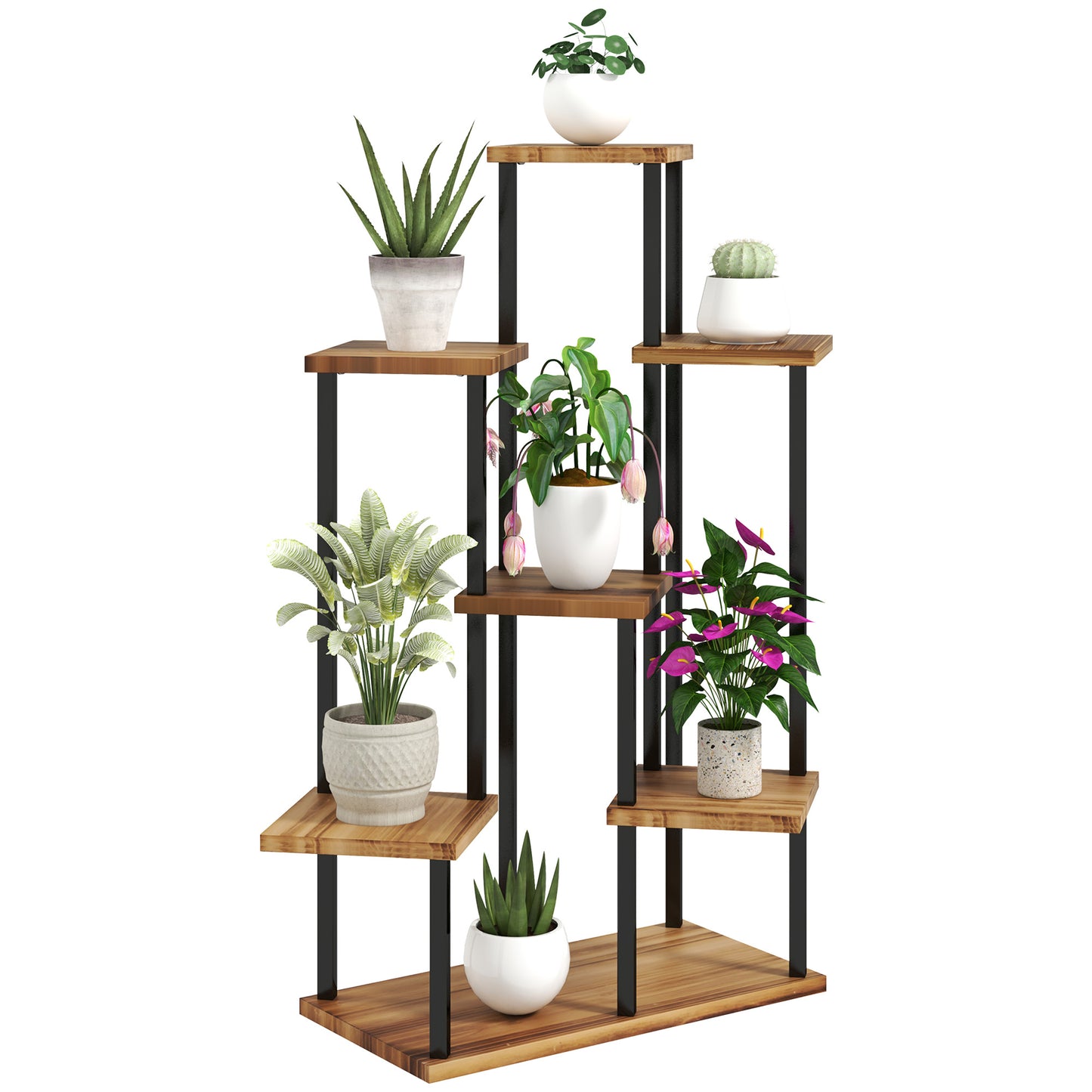 Seven Shelf Wooden Plant Stand
