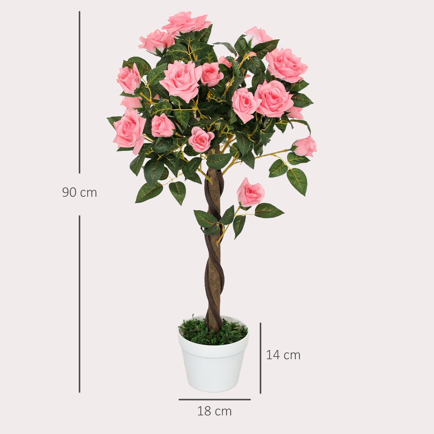 Set of 2 Artificial Plants Pink Rose Potted Plants
