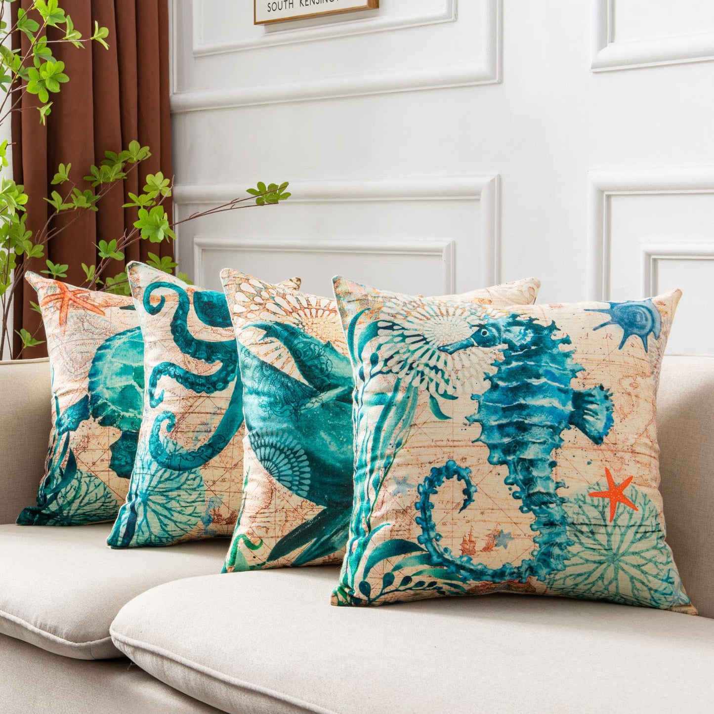 Sea-Inspired Printed Cushion Covers