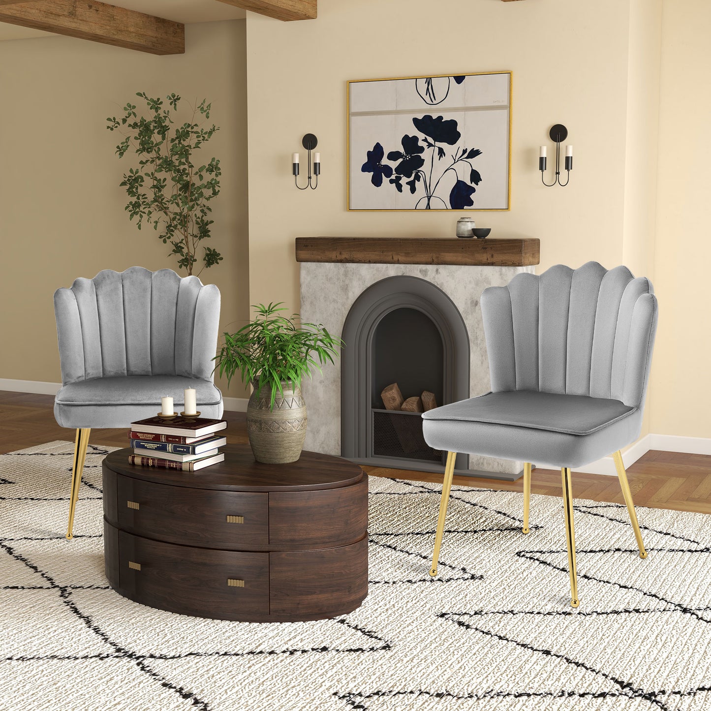 Set of Two Shell Dining Chairs
