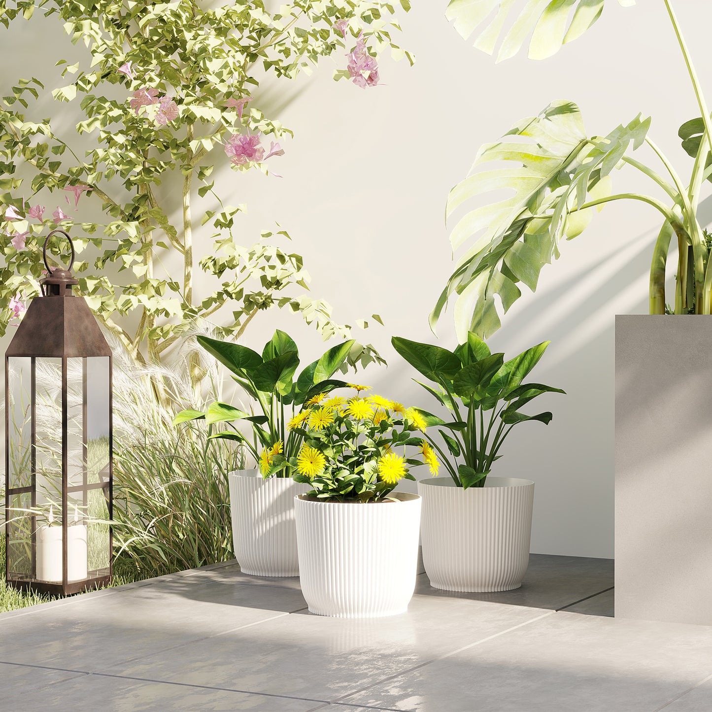 Set of Three 22cm Planters - White