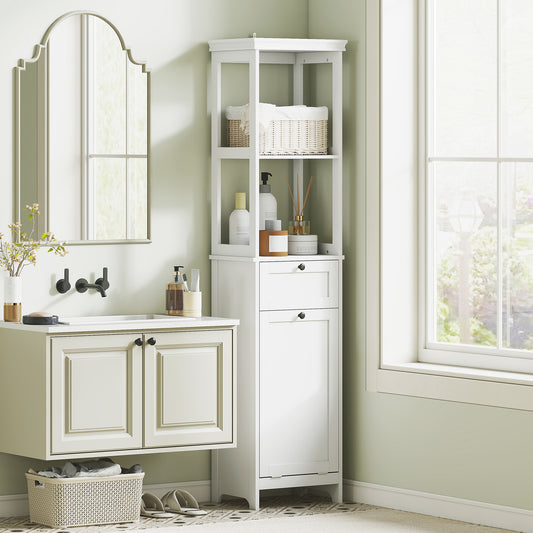 Tall Bathroom Cabinet with Laundry Basket