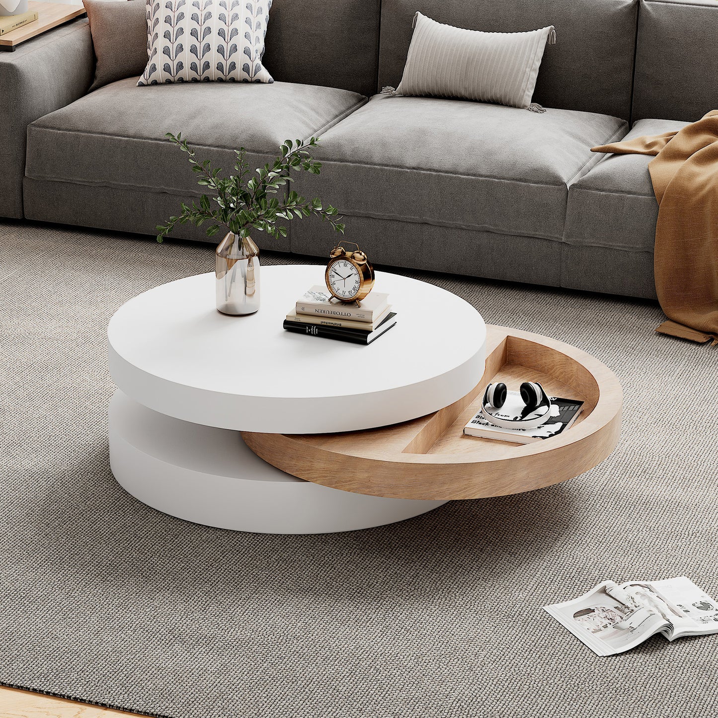 3 Layer Round Rotating Coffee Table