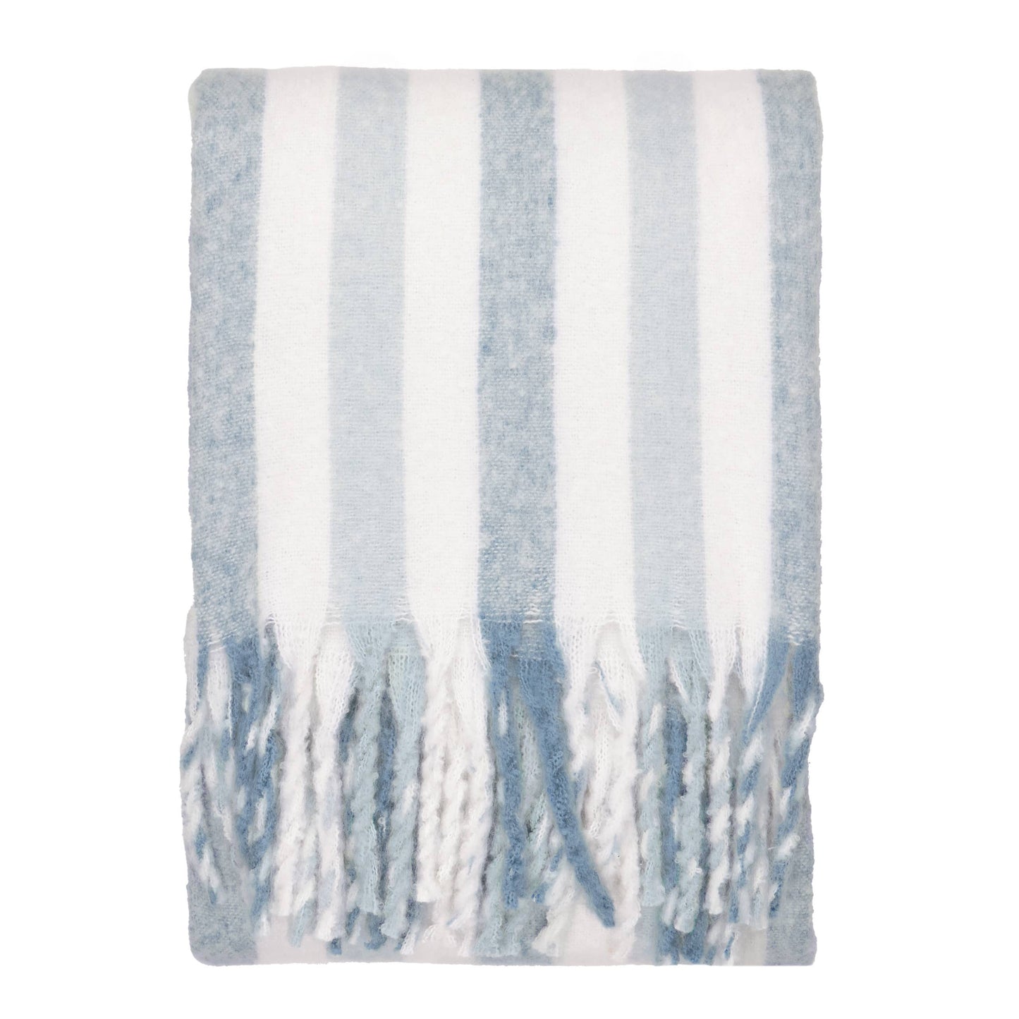 Coastal Sky Stripe Throw – Blue & White Cotton 140 x 180cm