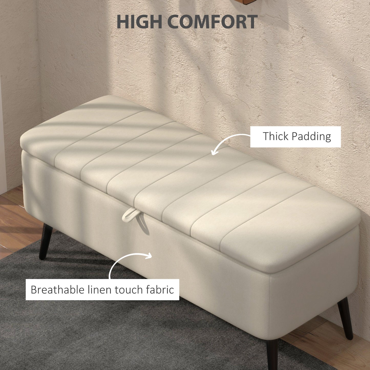 Linen-Look Storage Ottoman