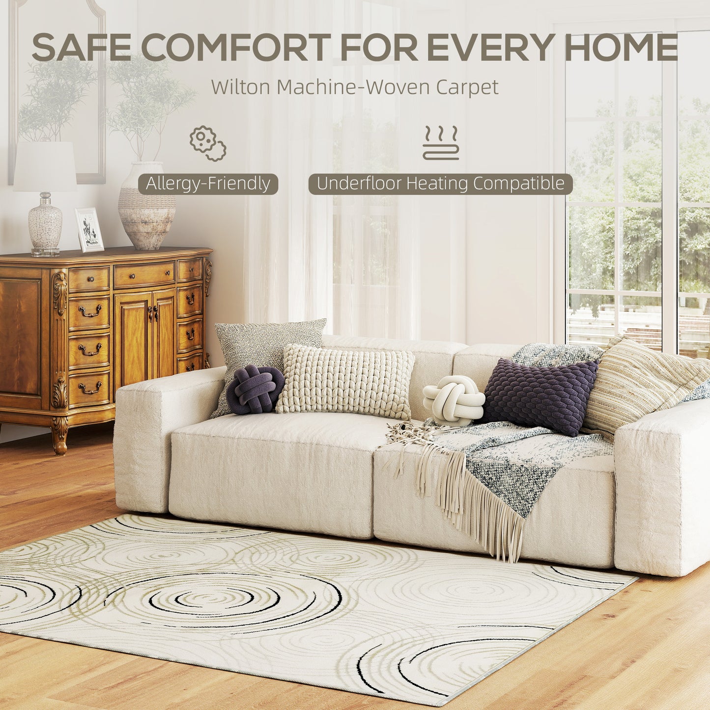 Swirl Pattern Machine Washable Rug 170 X 120cm