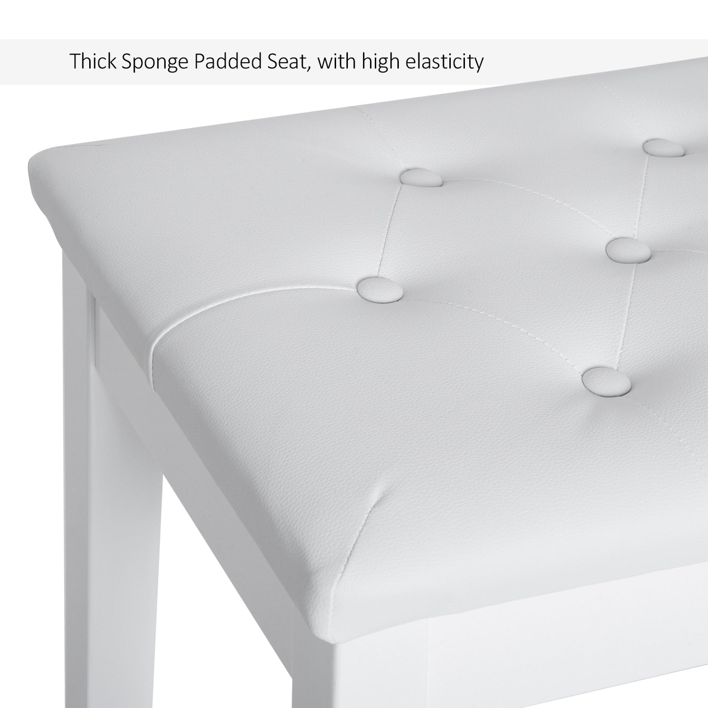 Leather Upholstered Piano/Dressing Table Stool With Storage