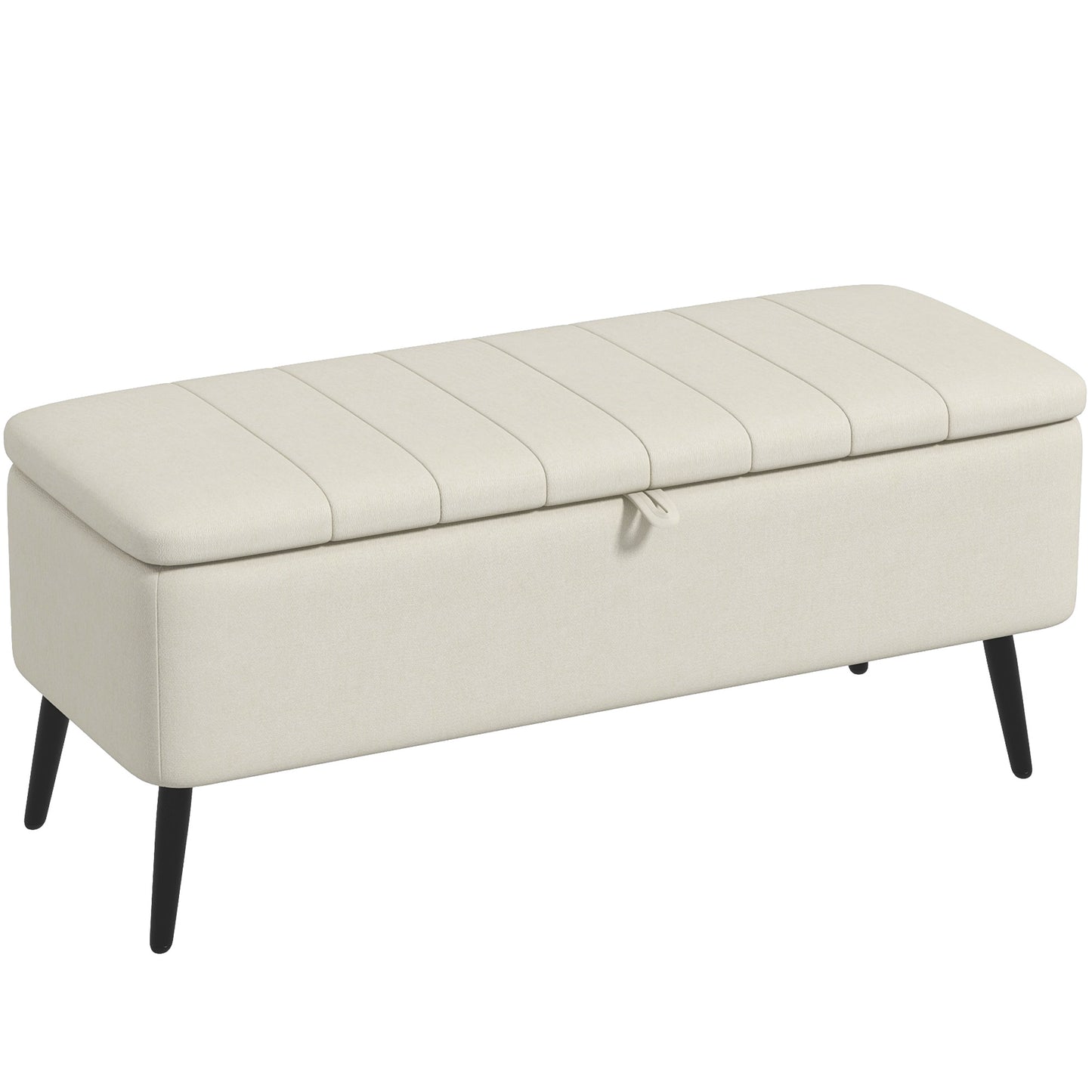 Linen-Look Storage Ottoman