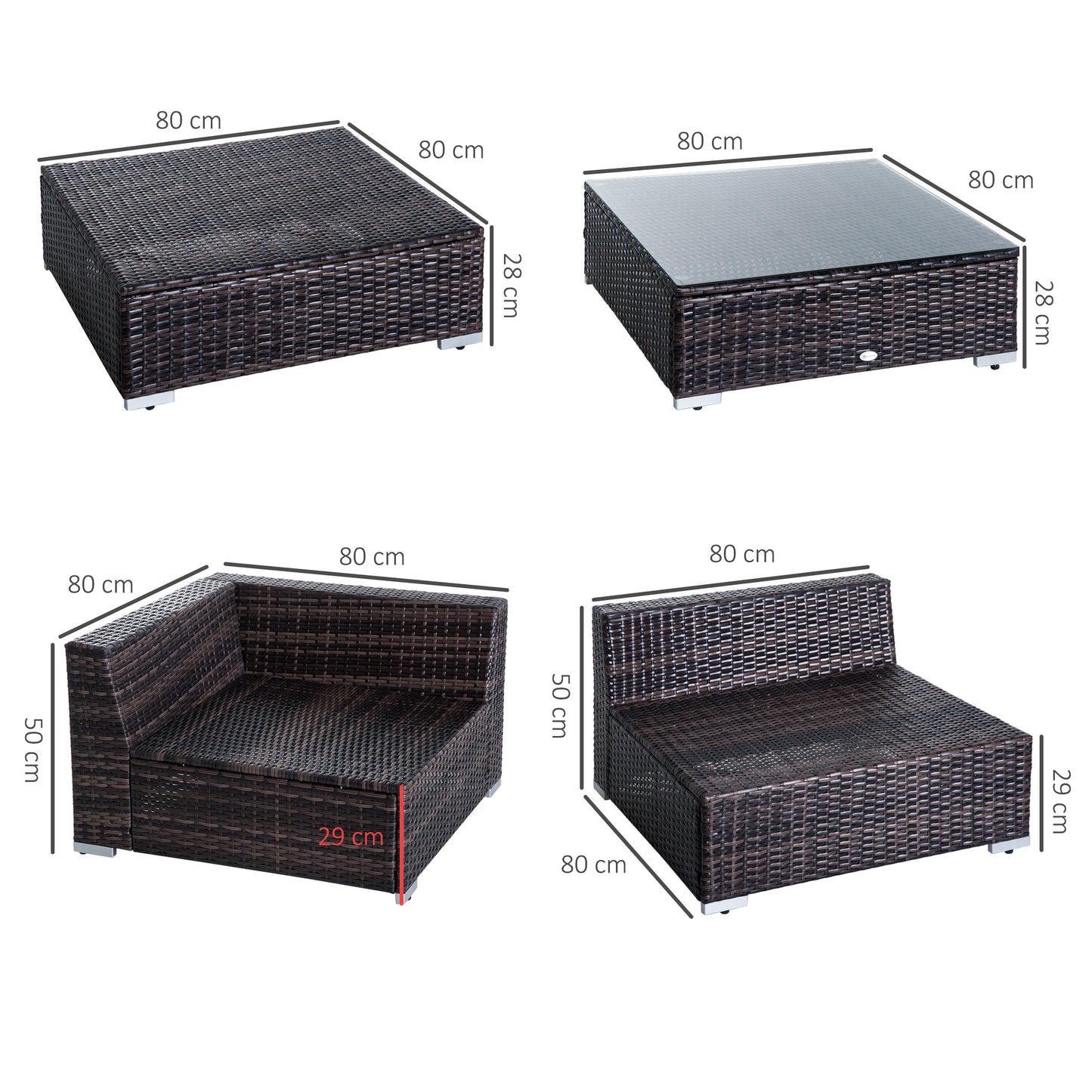 6 Piece Rattan Sofa & Coffee Table Set