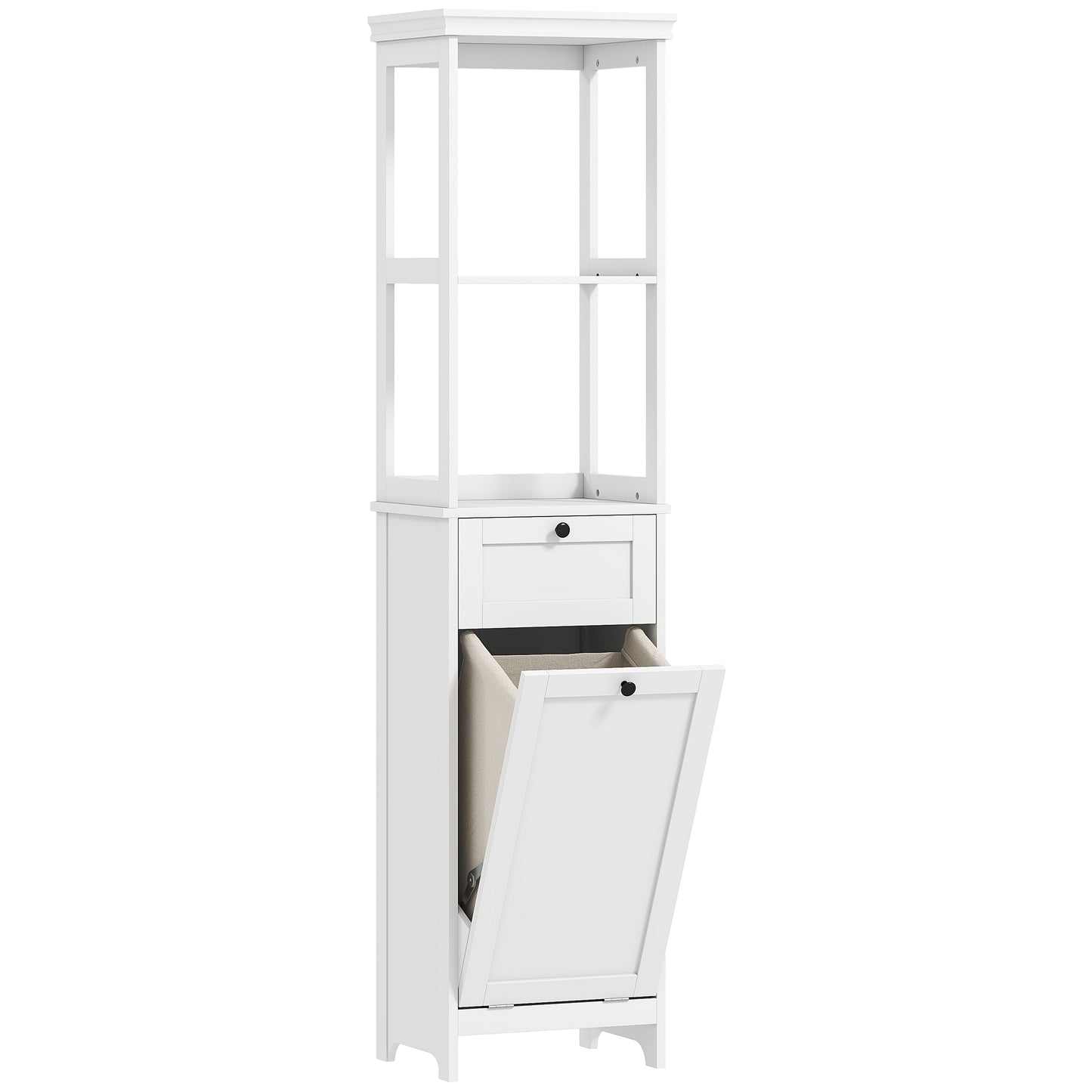 Tall Bathroom Cabinet with Laundry Basket