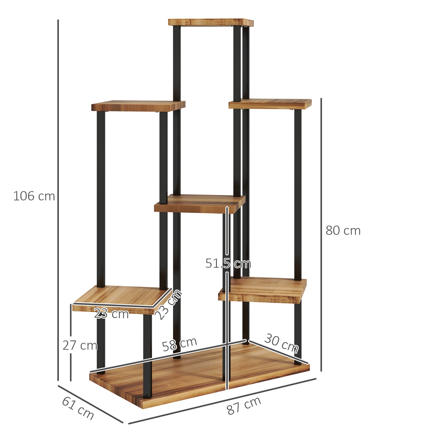 Seven Shelf Wooden Plant Stand