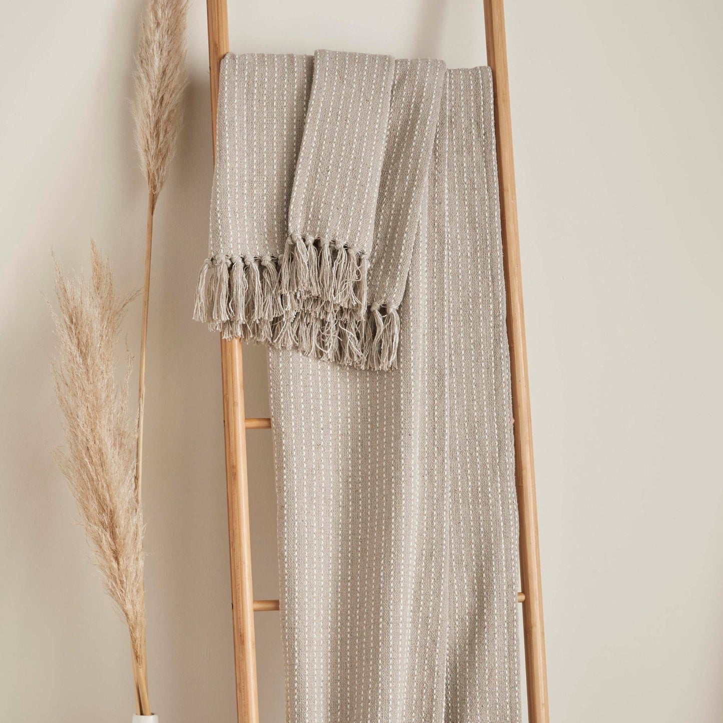Solva Coastal Stripe Throw – Natural Recycled Cotton Blend 130 x 180cm