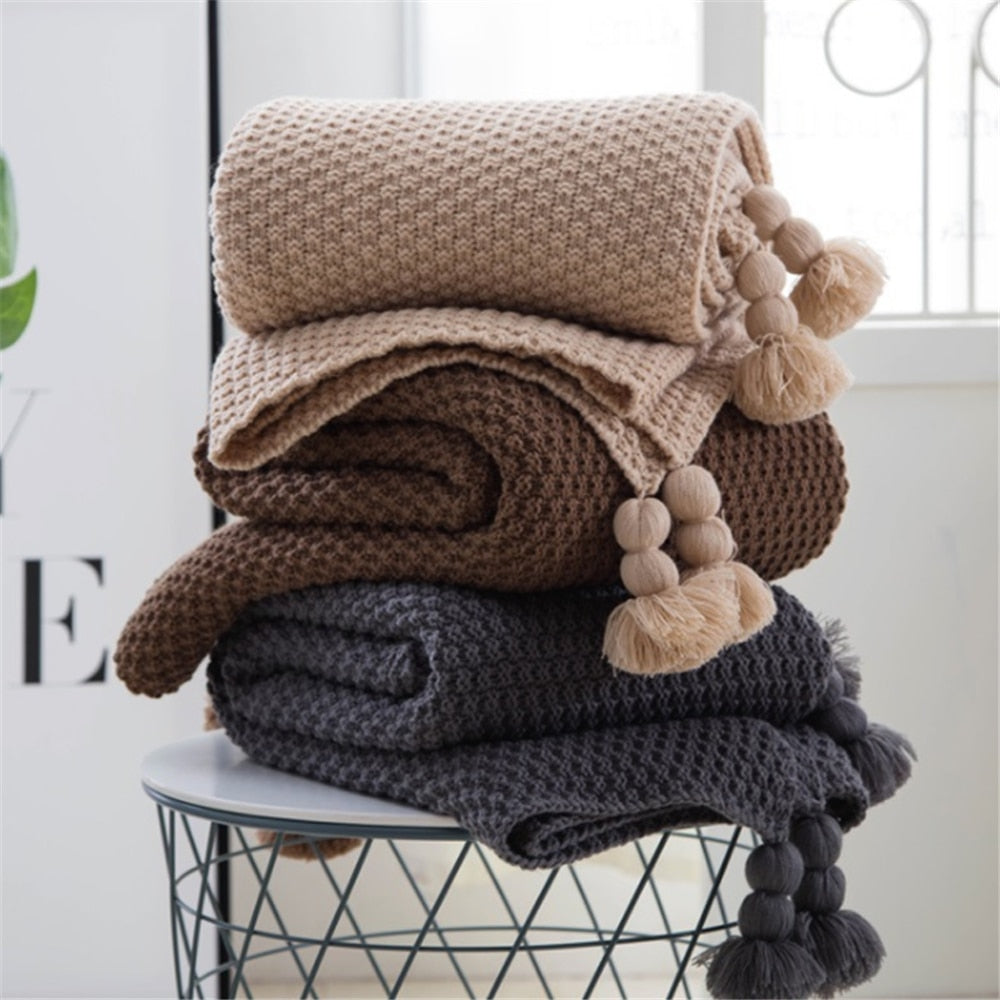 Nordic Fringed Knit Blanket/Throw