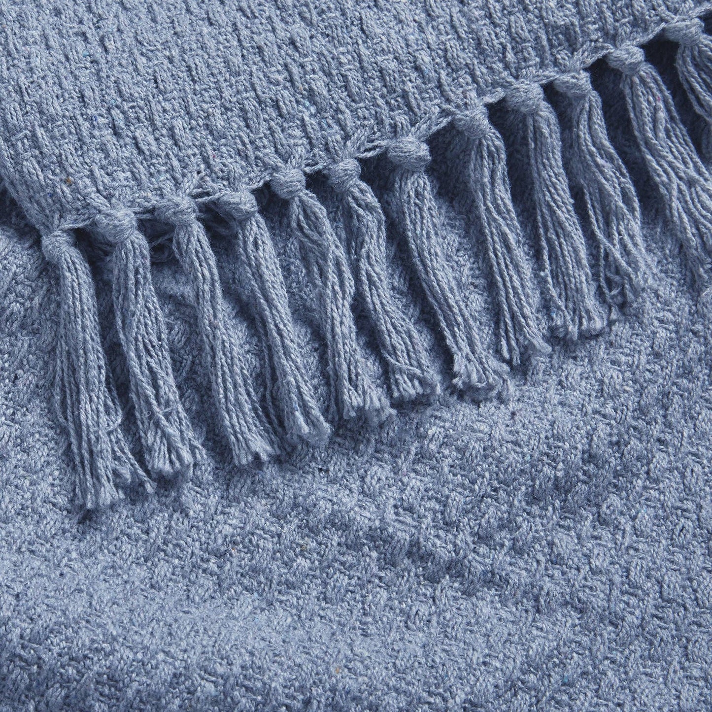 Aberdifi Woven Coastal Throw – Deep Blue Recycled Cotton Blend 130 x 180cm