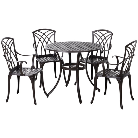5 Piece Cast Aluminium Garden Dining Set For 4