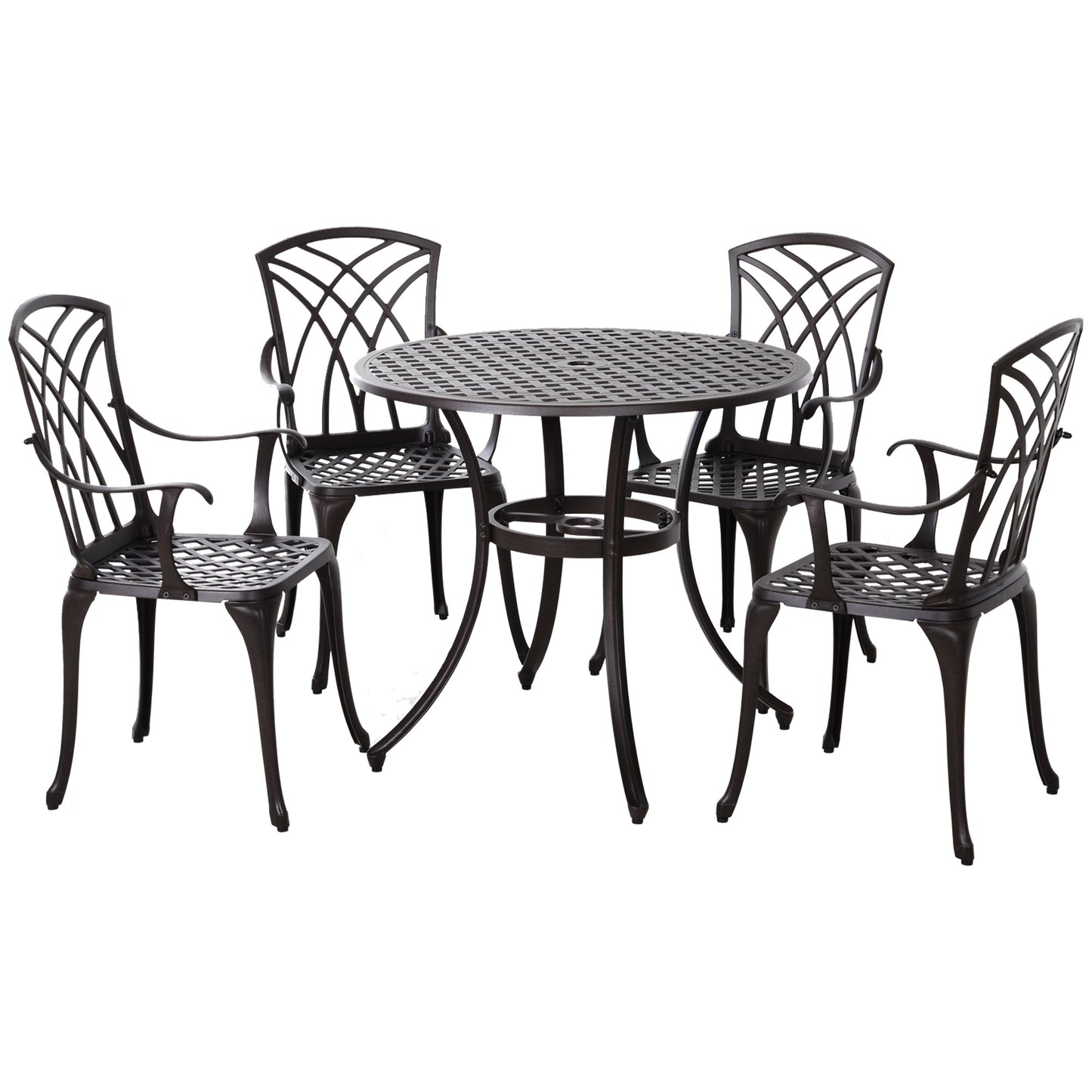 5 Piece Cast Aluminium Garden Dining Set For 4