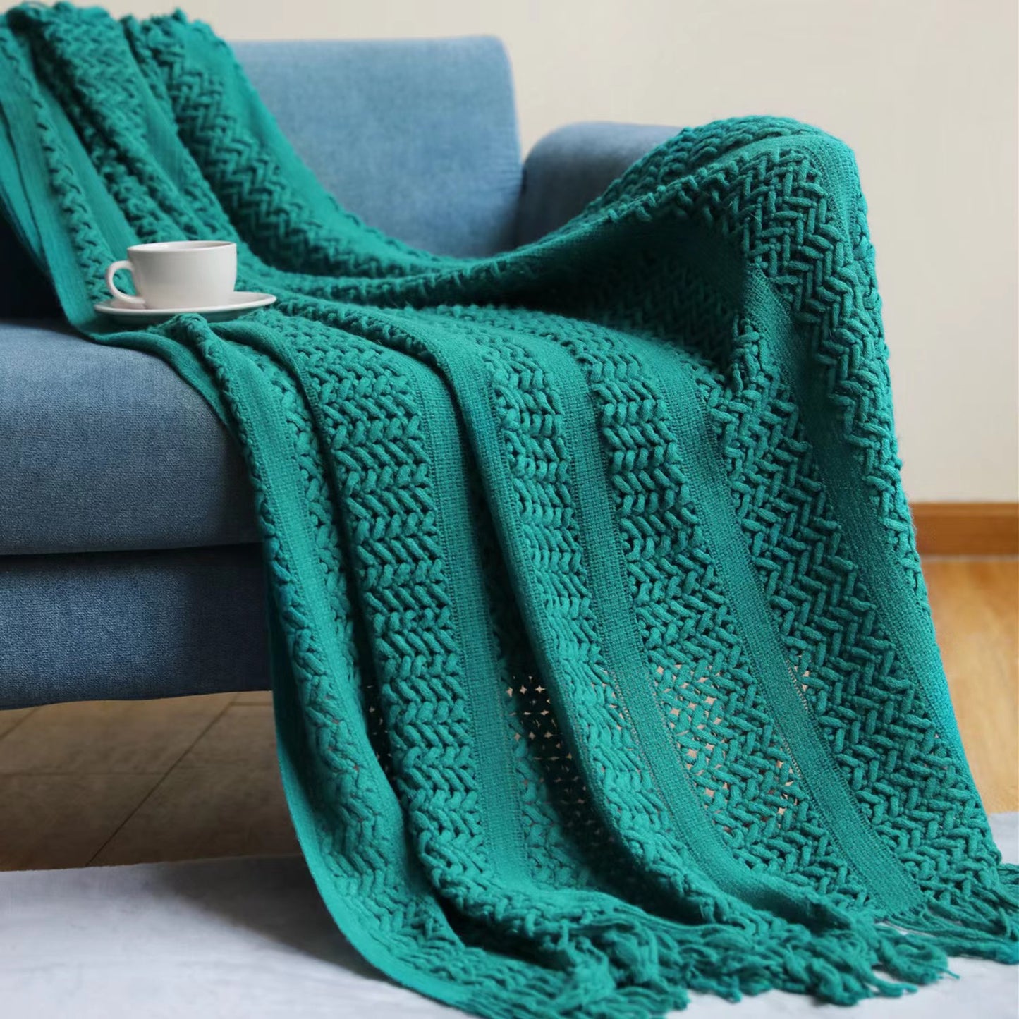 Knitted Sofa Blanket / Throw / Bed Runner