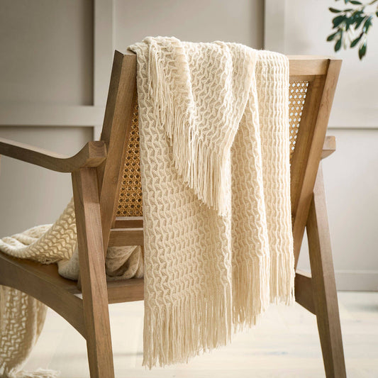 Driftwood Textured Knit Throw – Natural 130 x 180cm