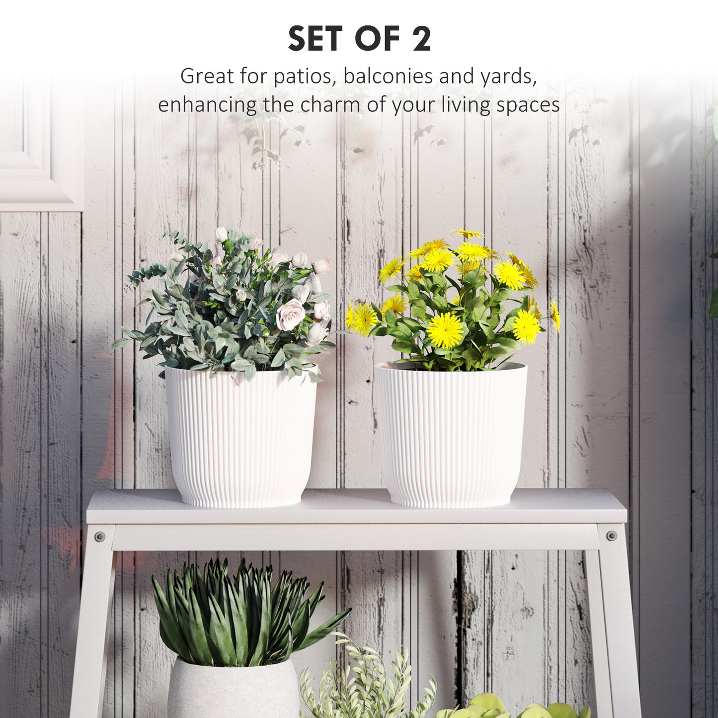 Set of Two 22cm Planters - White