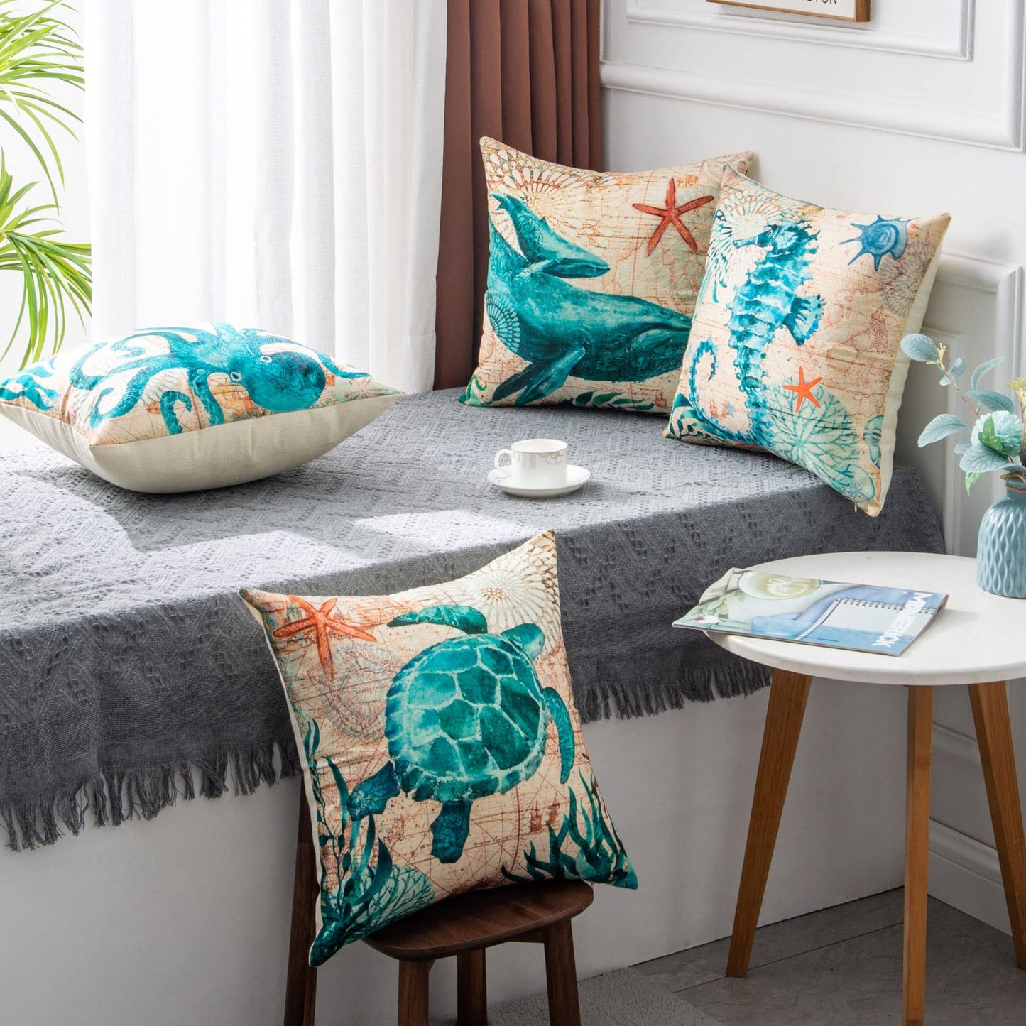 Sea-Inspired Printed Cushion Covers
