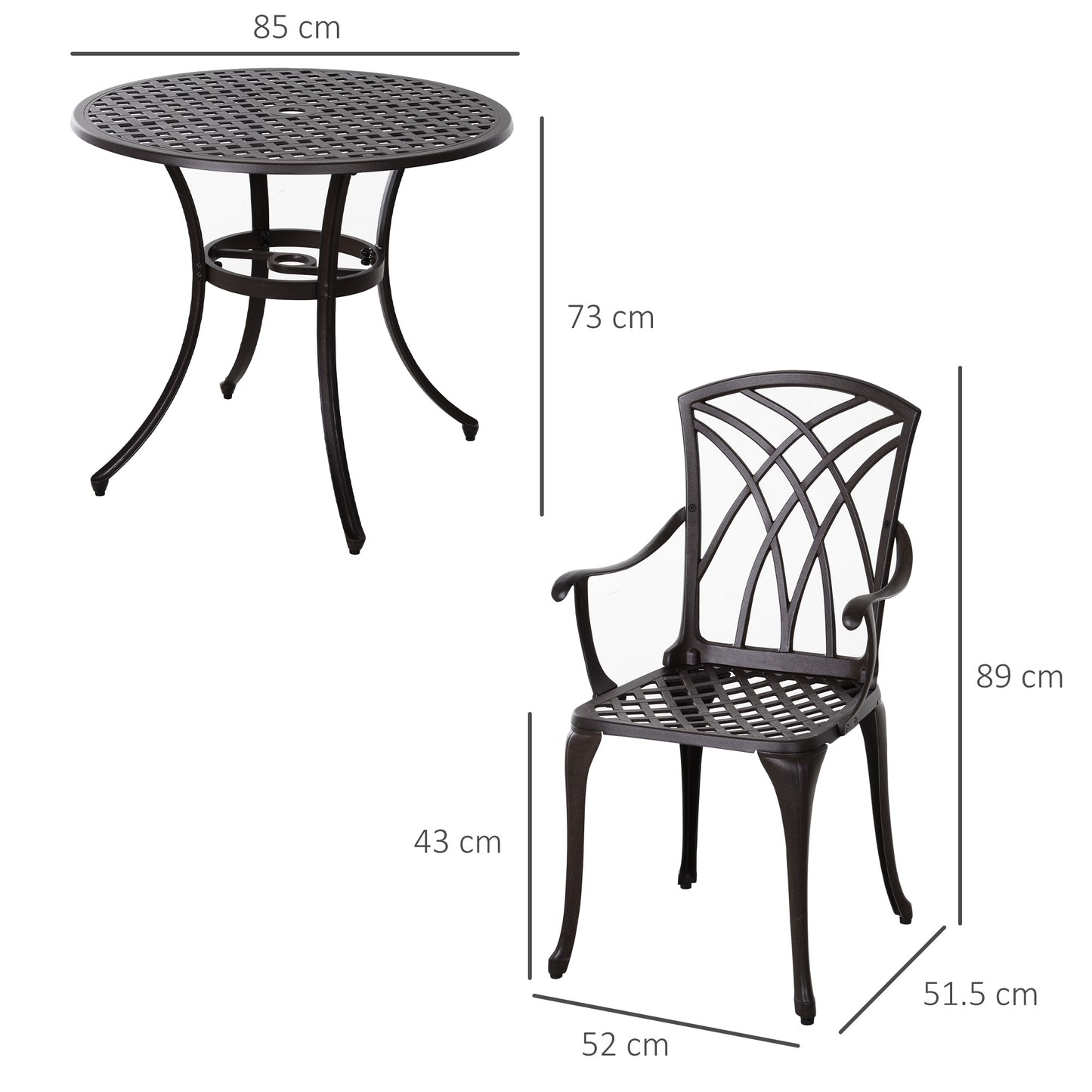 5 Piece Cast Aluminium Garden Dining Set For 4