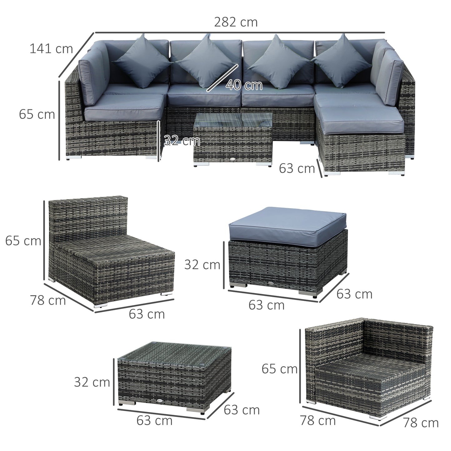 8 Piece Rattan Corner Sofa Set