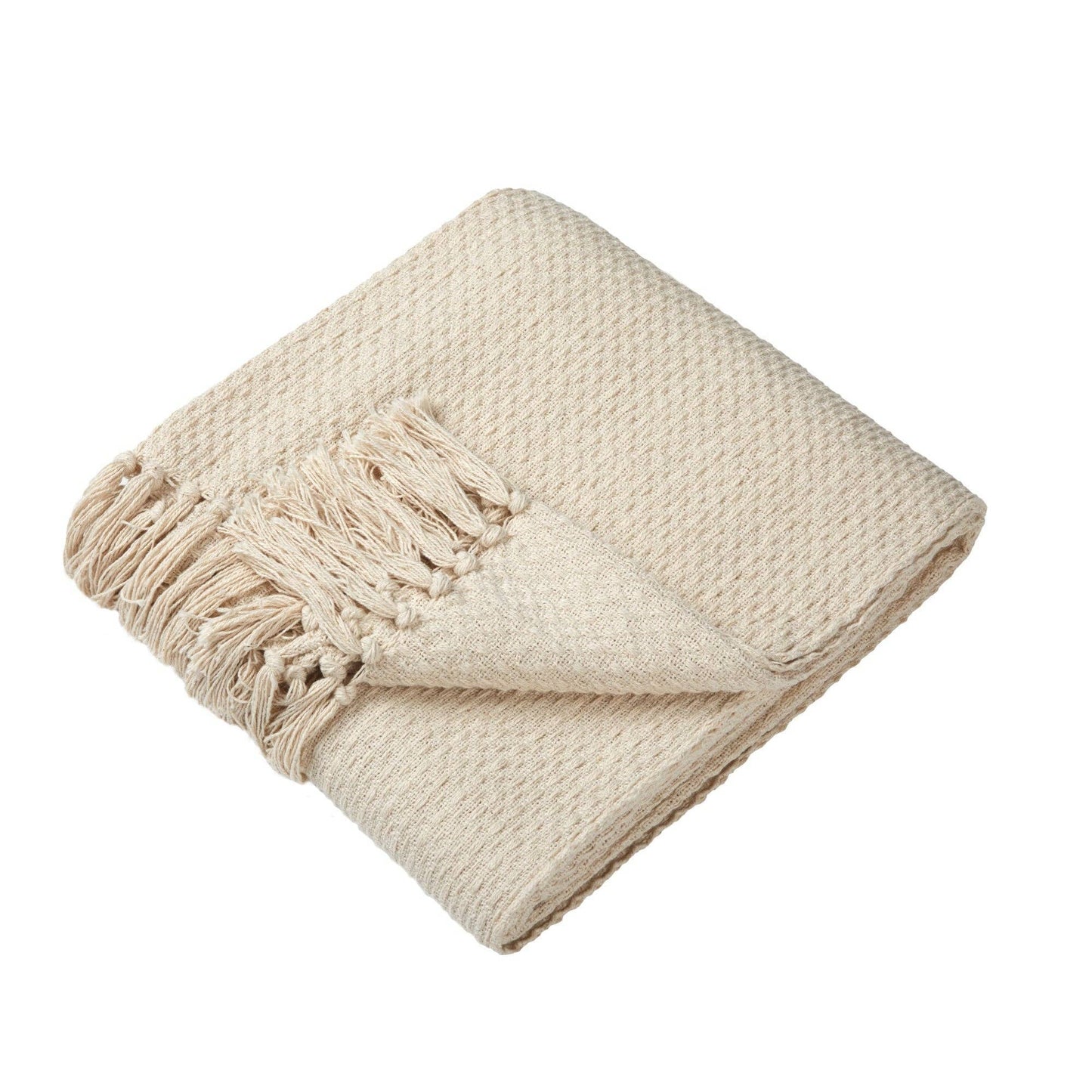 Aberdifi Woven Coastal Throw – Cream Recycled Cotton 130 x 180cm