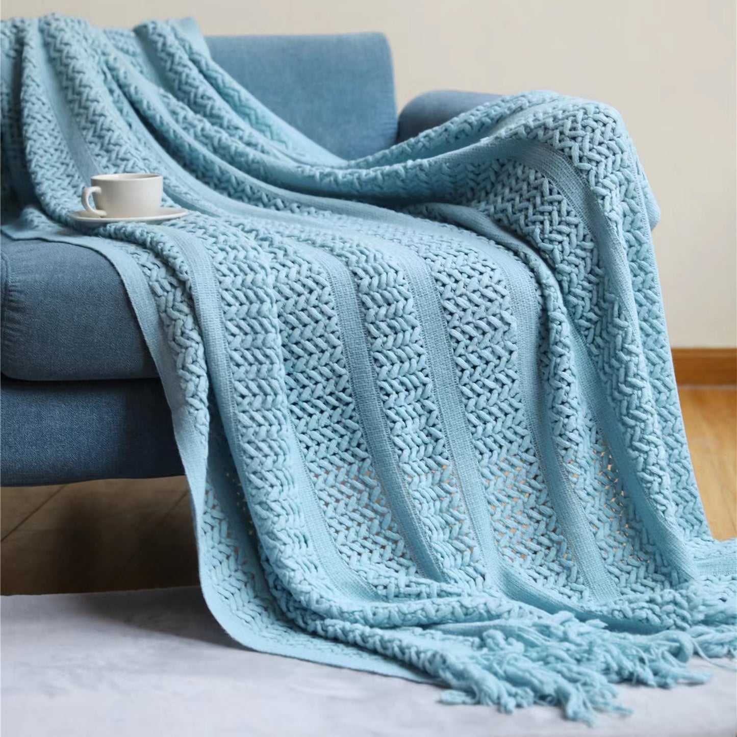 Knitted Sofa Blanket / Throw / Bed Runner