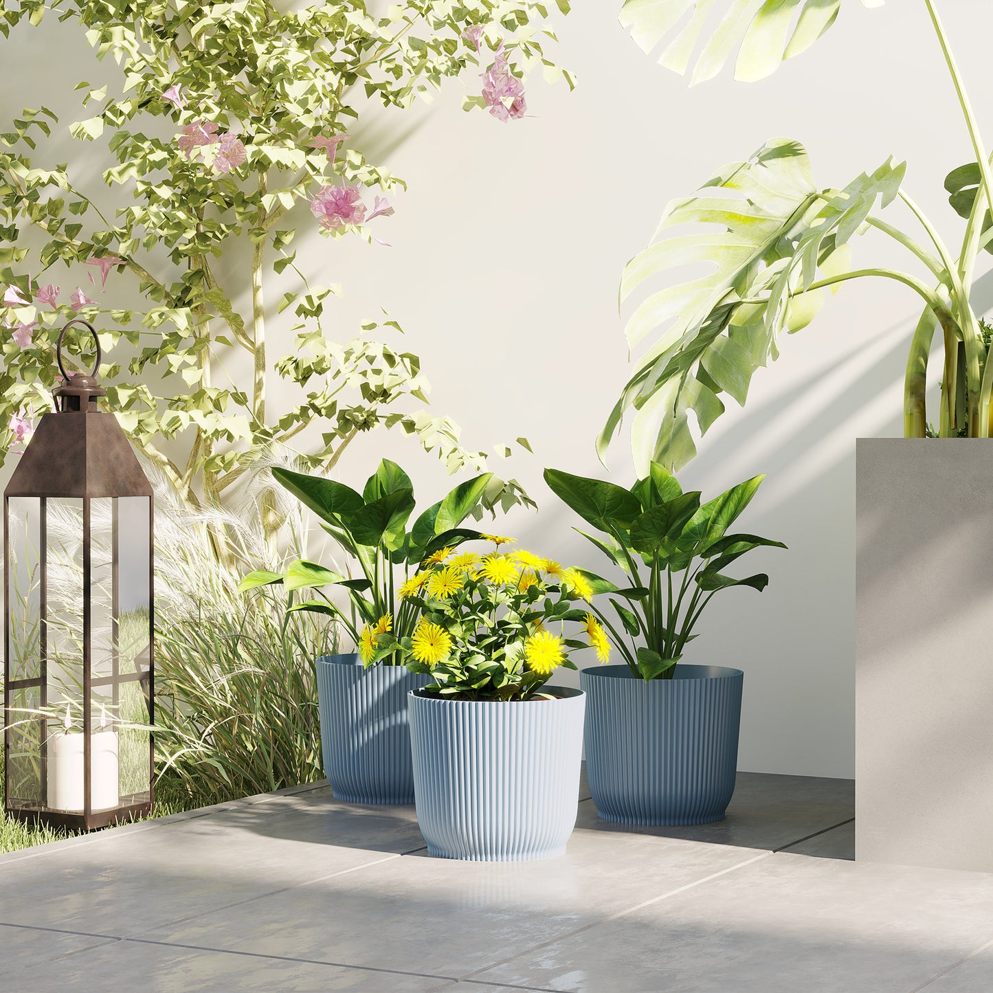 Set of Three 22cm Planters - Blue