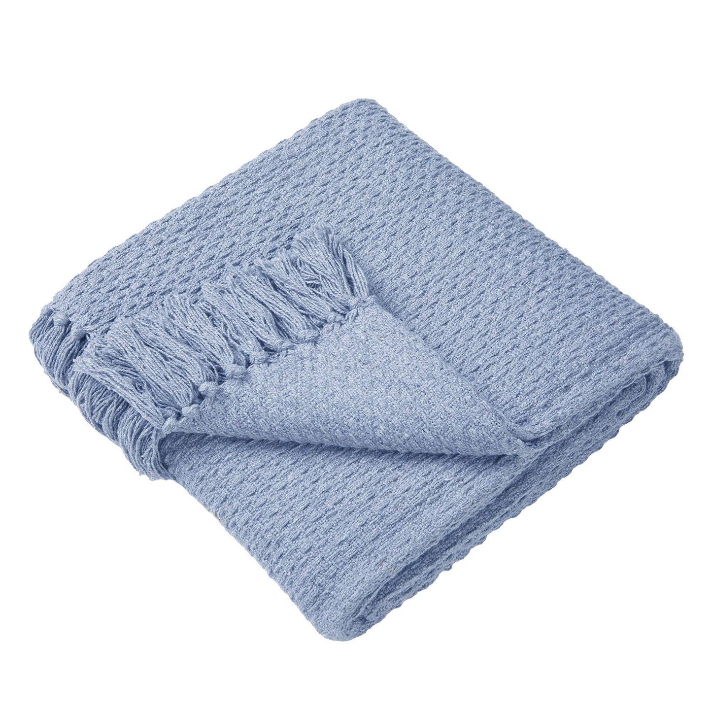 Aberdifi Woven Coastal Throw – Deep Blue Recycled Cotton Blend 130 x 180cm