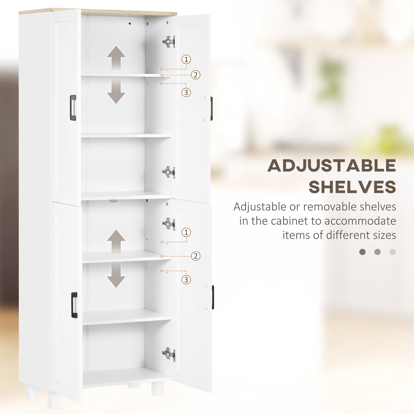 Freestanding Kitchen Cupboard With Adjustable Shelves