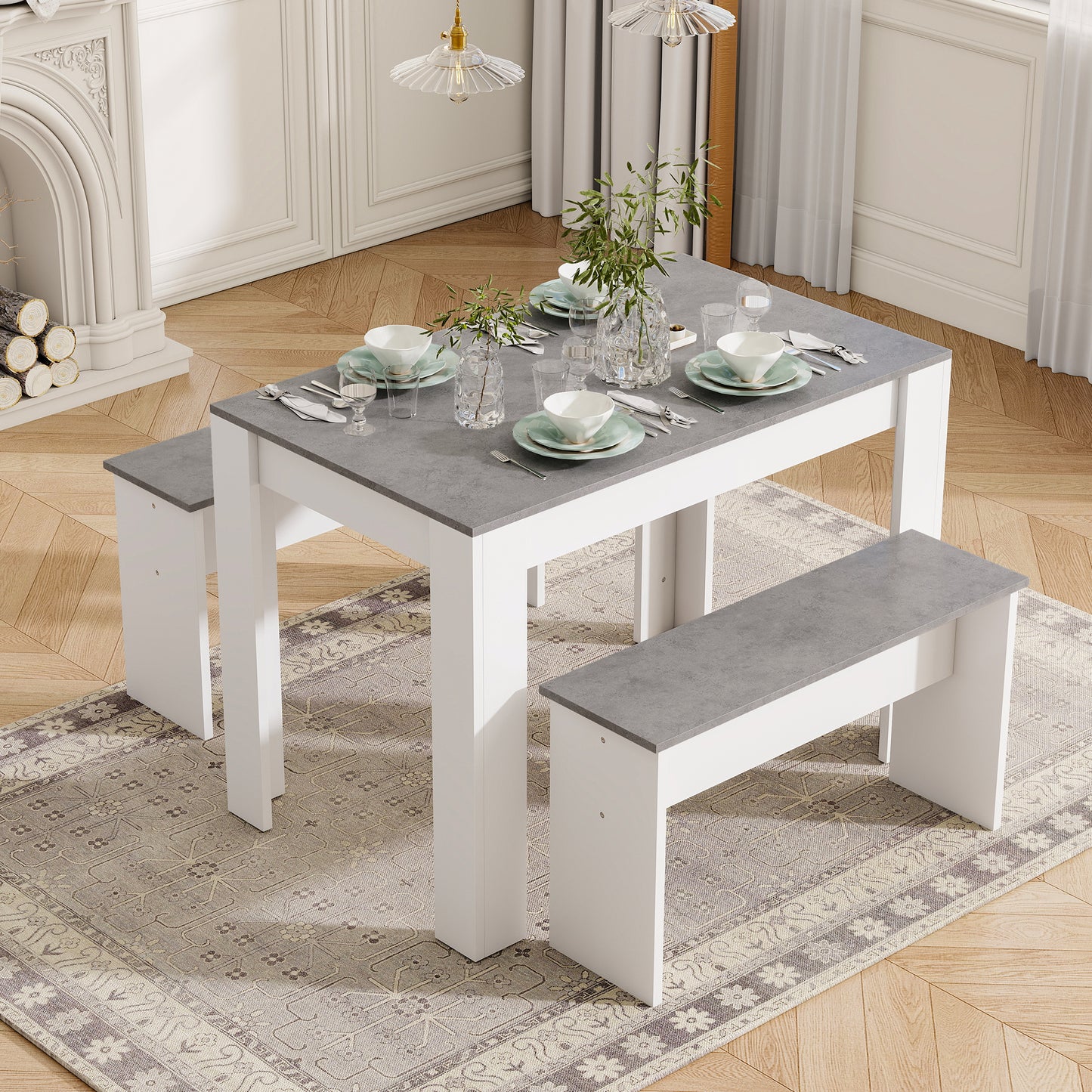 Dining Table With 2 Benches