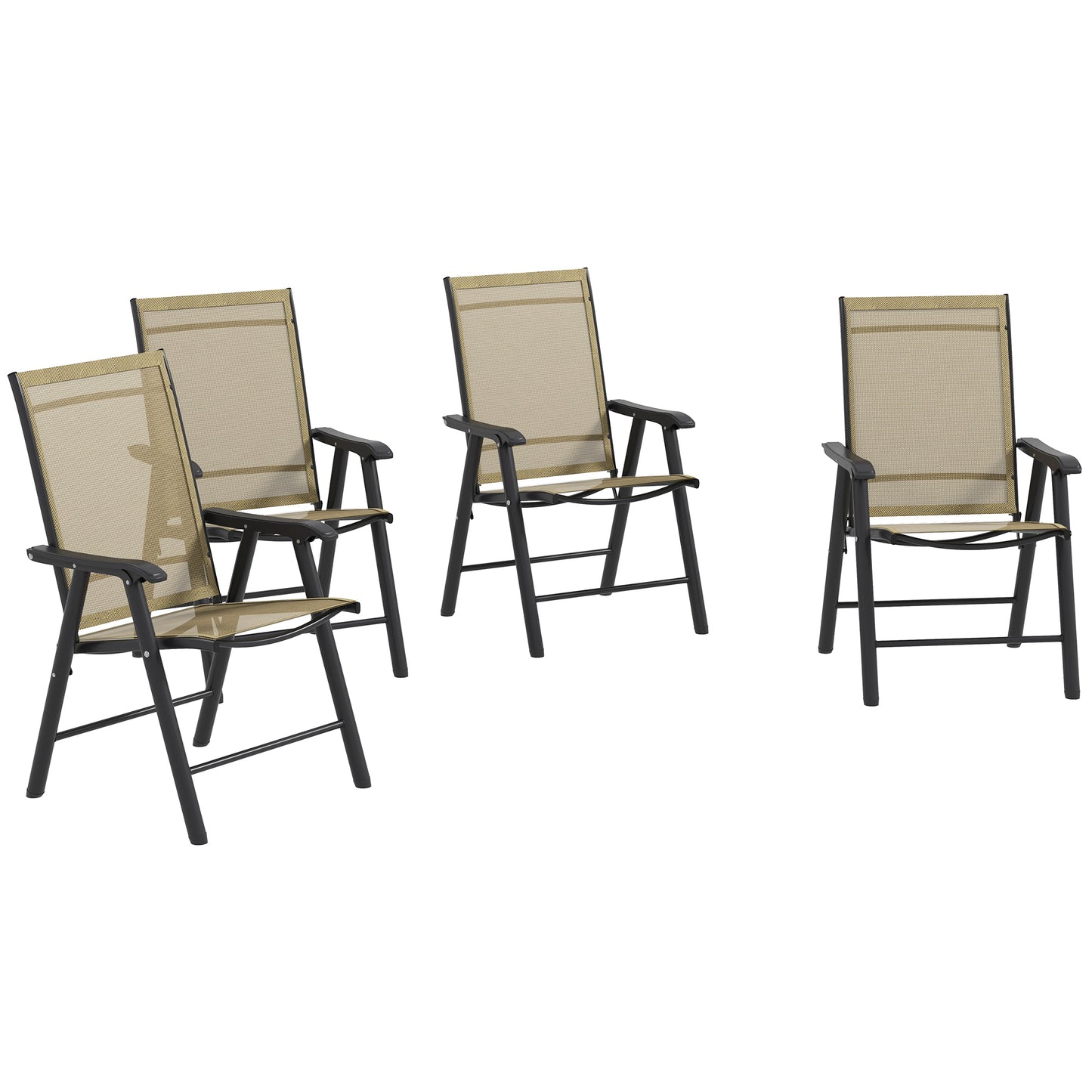 Set of Four Folding Garden Chairs - Light Brown