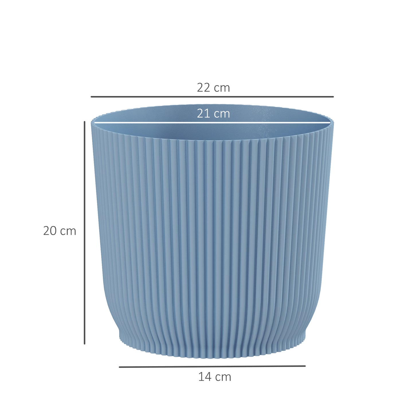 Set of Three 22cm Planters - Blue