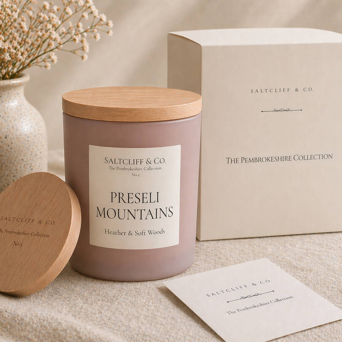 PRESELI MOUNTAINS - Heather & Soft Woods Luxury Candle