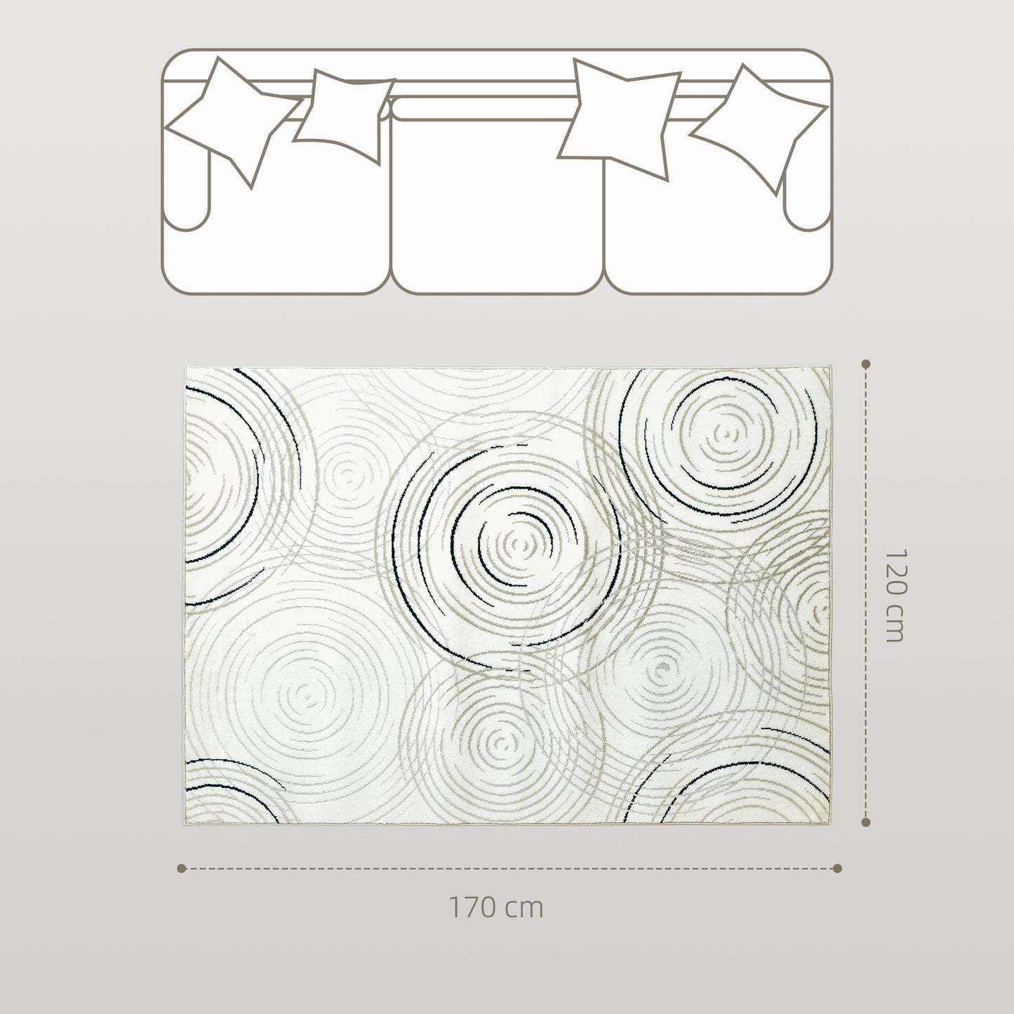 Swirl Pattern Machine Washable Rug 170 X 120cm