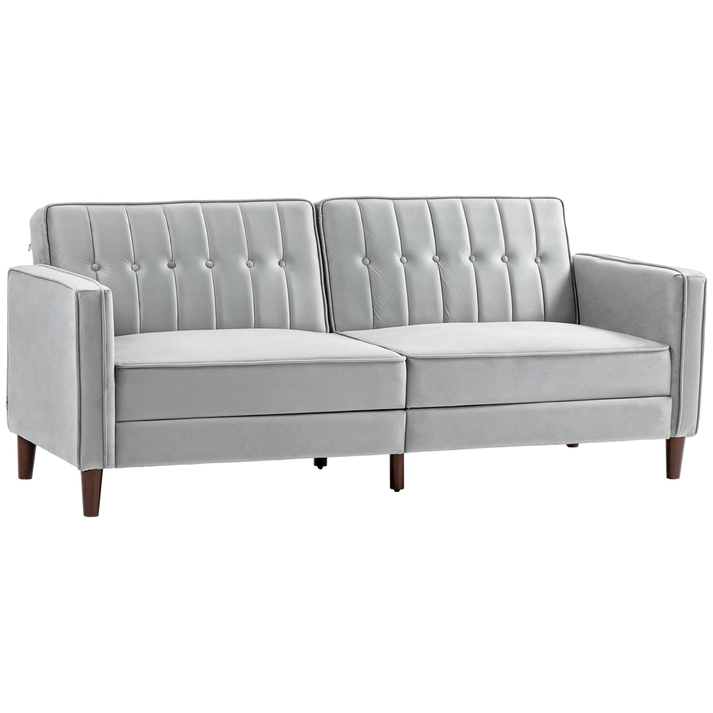 Modern Convertible Sofa Futon Velvet-Touch Tufted Couch Compact Loveseat With Adjustable Split Back