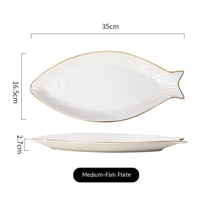 Gilt Edging Porcelain Fish-shaped Plate