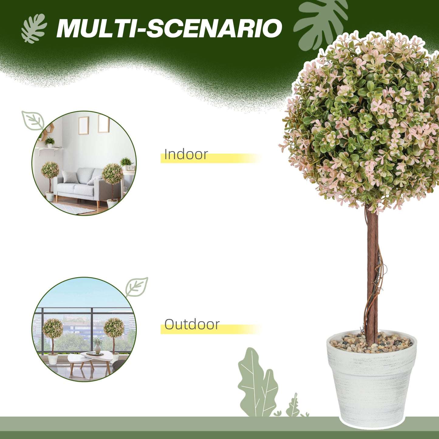 Set of 2 Decorative Artificial Murraya Potted Flowers