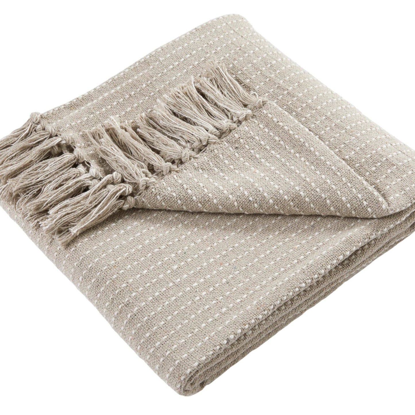 Solva Coastal Stripe Throw – Natural Recycled Cotton Blend 130 x 180cm